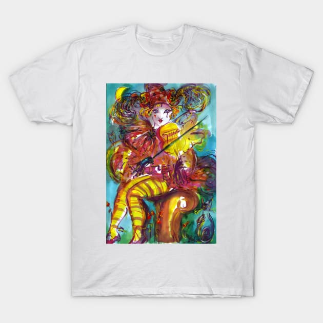 PIERROT PLAYING VIOLIN / Venetian Carnival Night T-Shirt by BulganLumini